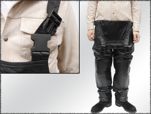 Mo-Laws 牛革 オーバーオール メンズ ブラック S/M/L/LL/3L/ MLJS001