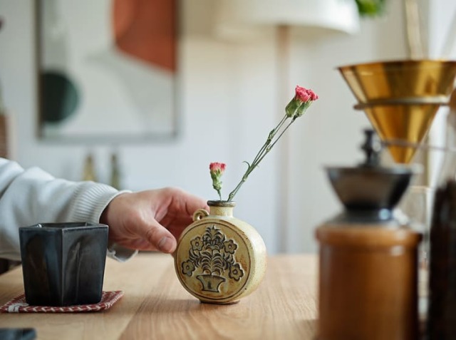 フラワーベース かしわ窯 grip round｜北欧・ヴィンテージインテリア