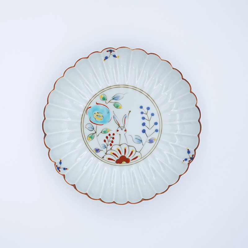 菊割7寸皿(白)｜空萌工房(そらもえこうぼう)｜田口紀美子