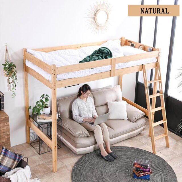 ロフトベッド｜システムベッド 大人 子供 省スペース・宮棚コンセント