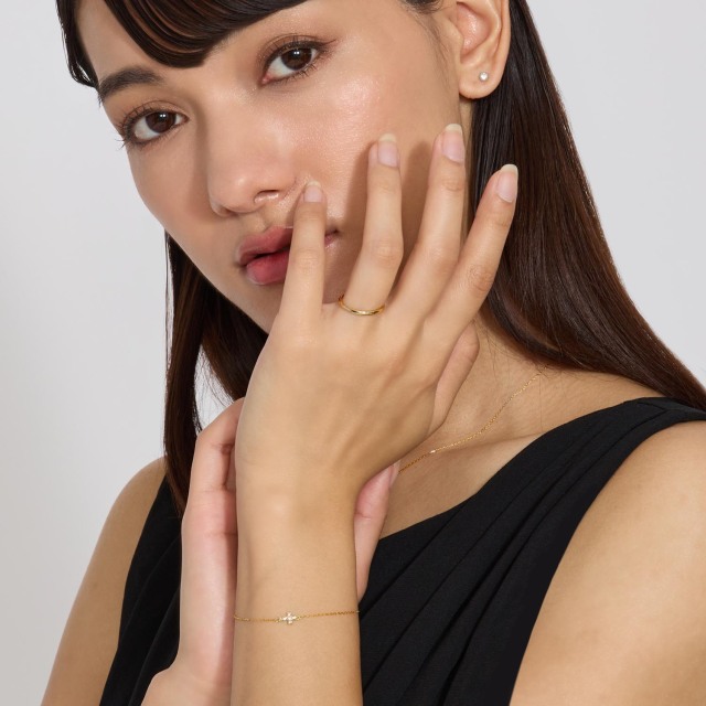 ブレスレット ダイヤモンド 0.1ct クロス 十字架 ブレス K18 ゴールド