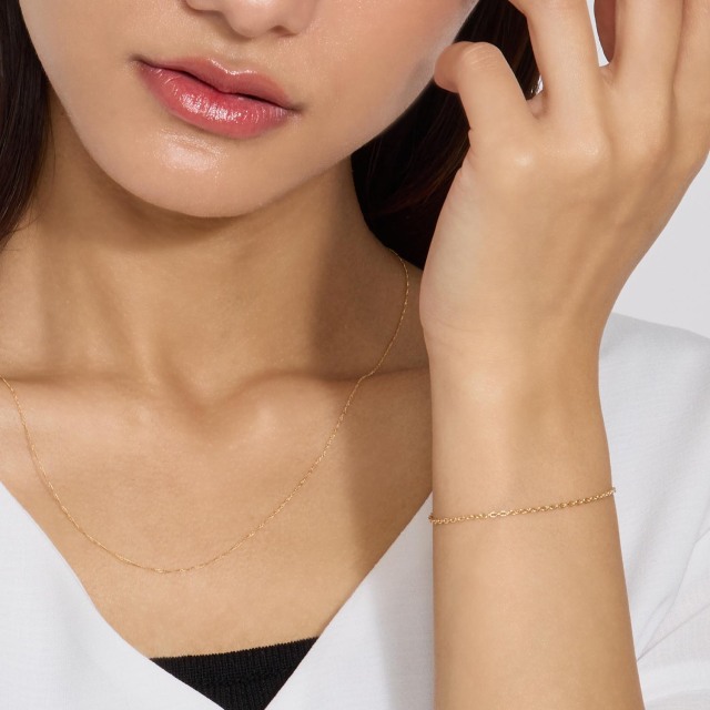 チェーン ブレスレット K18 ゴールド 丸小豆0.45φ 幅約 1.5mm 最長20cm