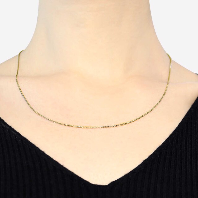 ゴールド チェーン ネックレス 18金 K18 スピガカット 幅 0.8mm 約 2.7