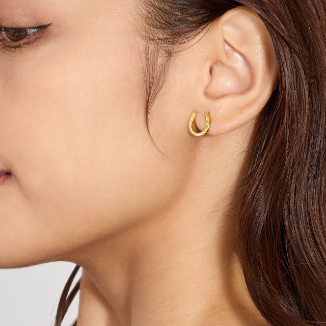 ピアス レディース 18金 地金 馬蹄 K18 ゴールド le51-0001-yg