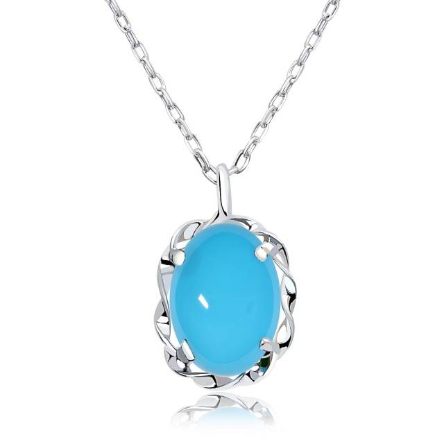 ネックレス レディース ターコイズ(トルコ石) 0.35ct オーバル 線巻