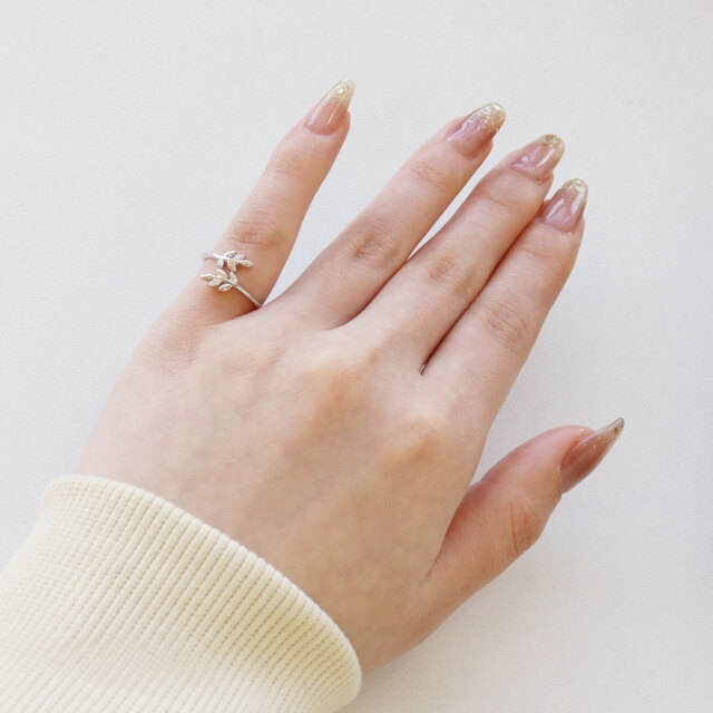 ピンキーリング レディース シルバー925 シルバー リーフデザイン