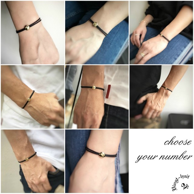 28vingt-huit 777 Number Wax Cord Bracelet K18/ヴァン ユィット