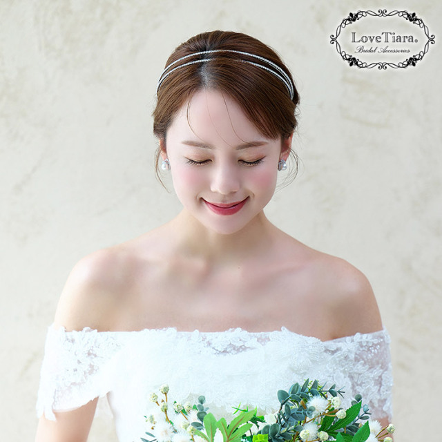 シンプル2連カチューシャ 通信販売ブライダルウェディング通販 髪飾り