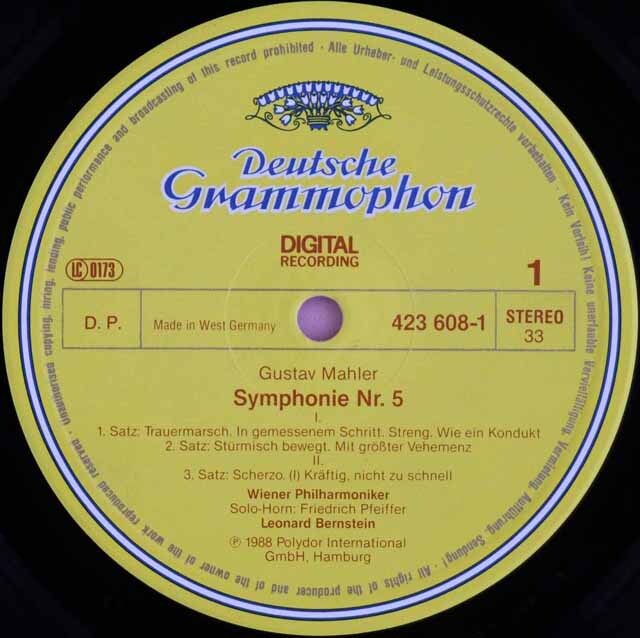 LP レコード バーンスタインのマーラー/交響曲第5番 独DGG 3434