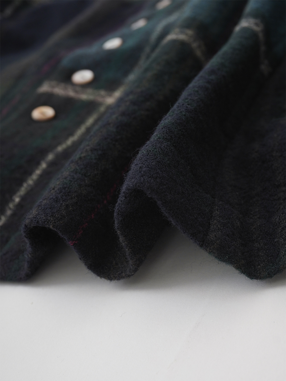 2／40ウールチェック スタンド襟ジャケット