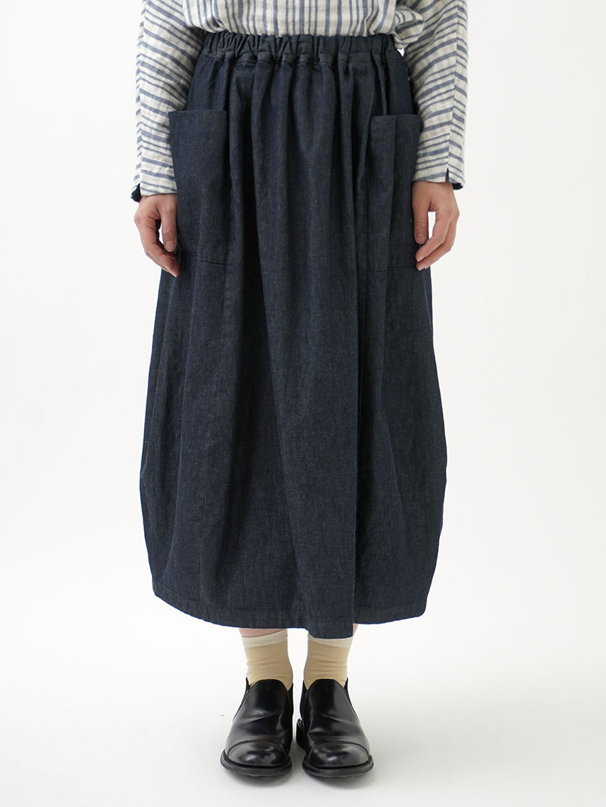 20／－ムラ糸ダンガリーバルーンギャザースカート