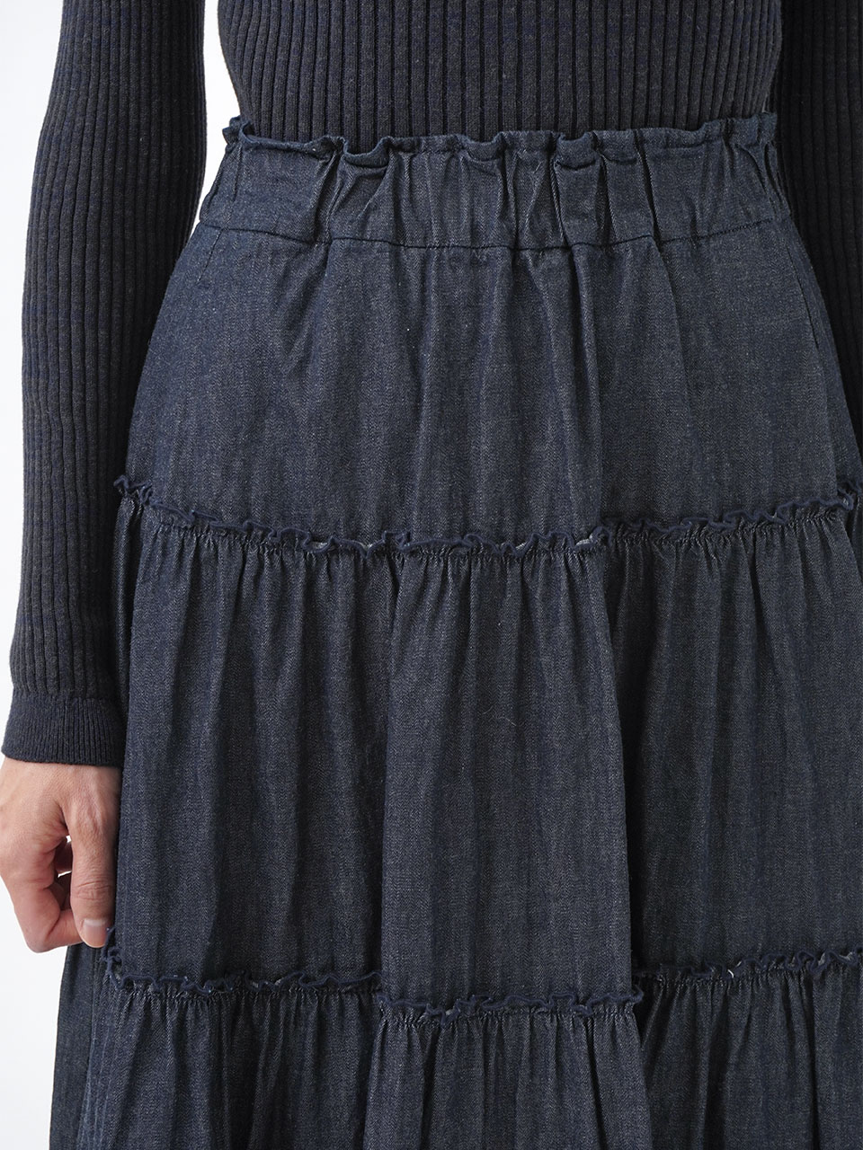 20／－ムラ糸ダンガリーティアードスカート