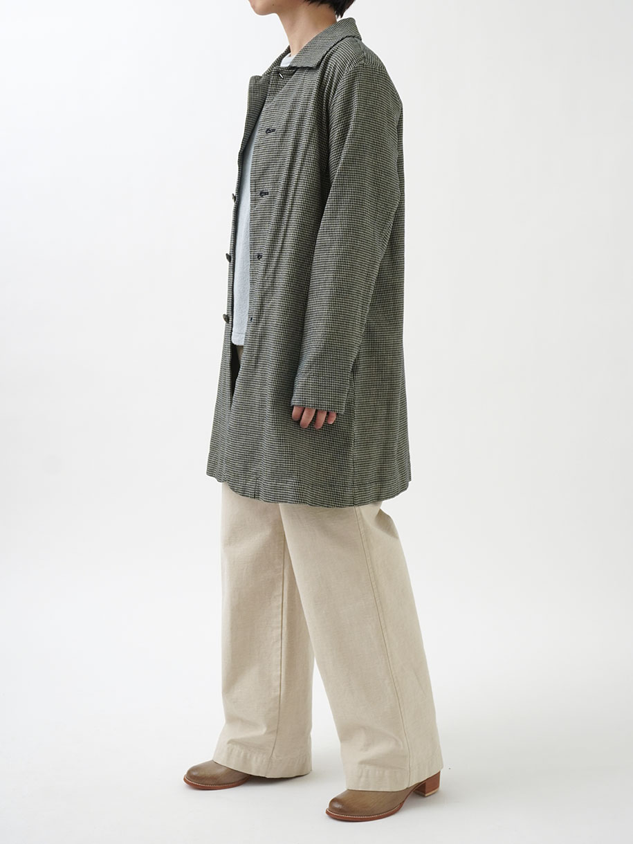 インディゴ千鳥ワイド襟コート
