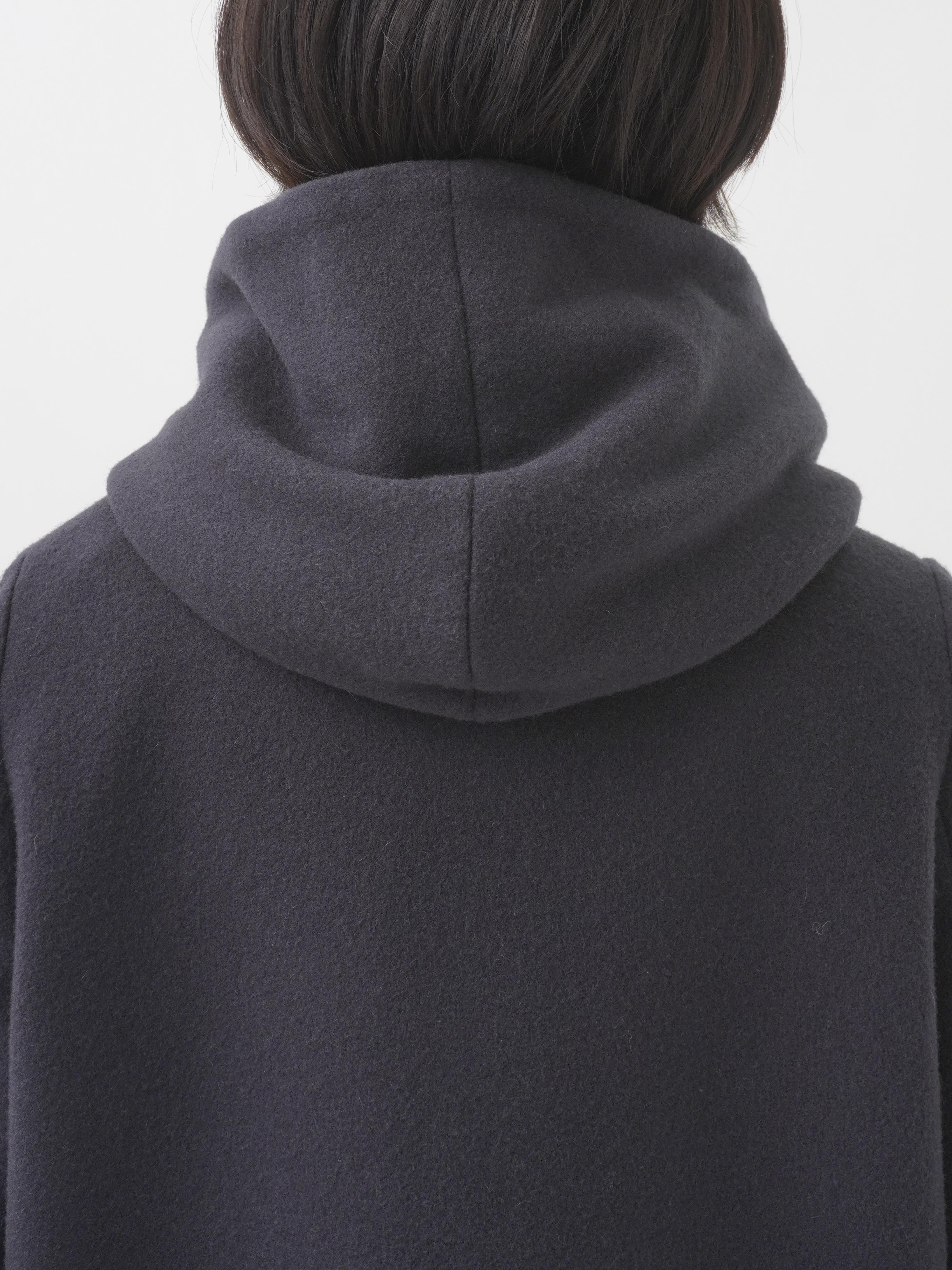 ラムウールビーバー ウエスト切替えフード付コート