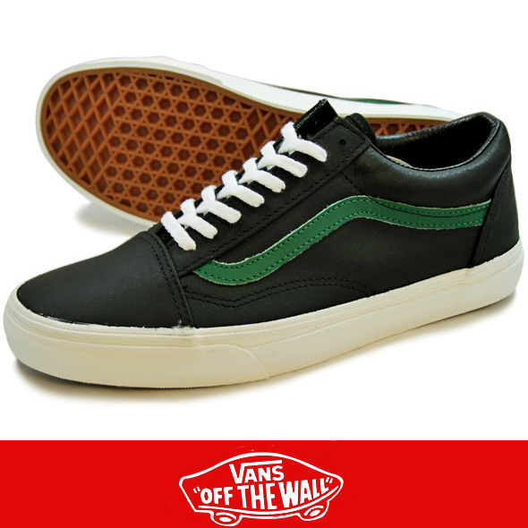 VANS バンズOLD SKOOL (Matte Leather) Black/Verdant Greenを通販