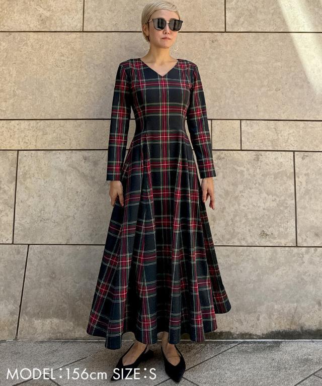 Vネックタータンチェックワンピース｜JENNE(ジェンヌ)公式通販：パリ