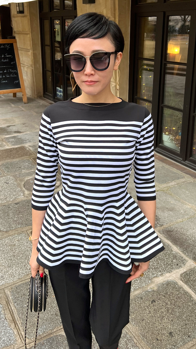 日本製 無縫製ボーダーペプラムニット｜JENNE(ジェンヌ)公式通販：パリ