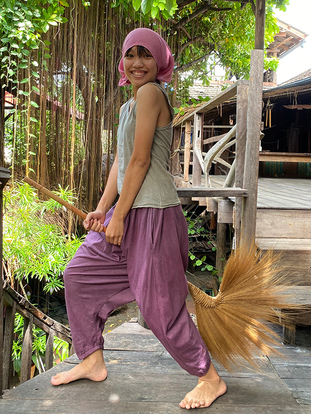 asana ヘンプコットン 薄手 サルエル パンツ・草木染め【パヤカ