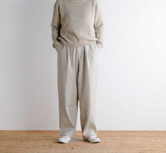 evam eva エヴァムエヴァ リネンコットンワイドパンツ linen cotton