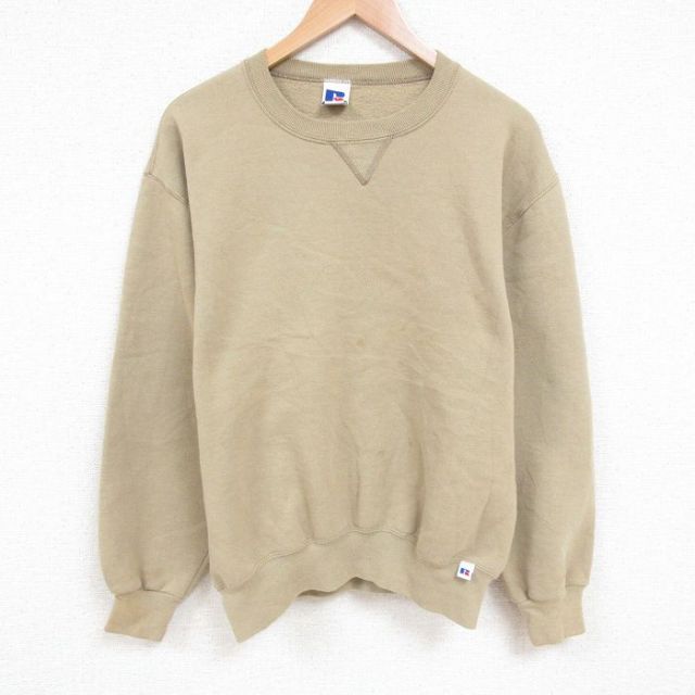 古着通販 XL☆古着 長袖 スウェット メンズ クルーネック USA製 ベージュ