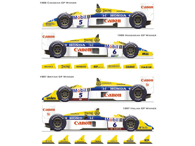 Vector One Decals D20-008B 1/20 Williams FW11 1986 / FW11B 1987
