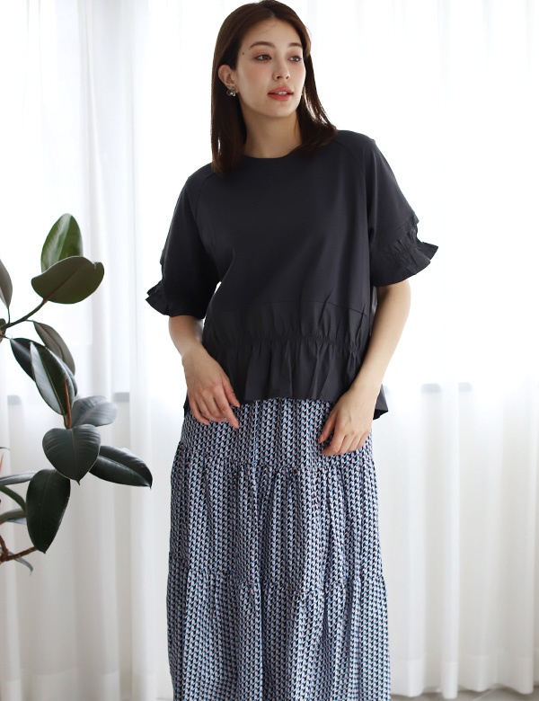 裾ギャザートップス(KY-4909)