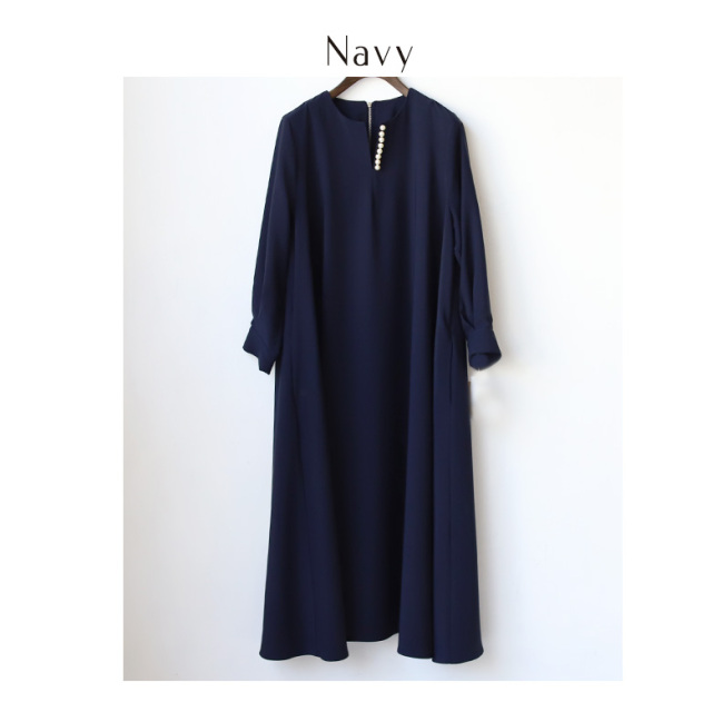 パールネックジョーゼットワンピース(KY-0006)