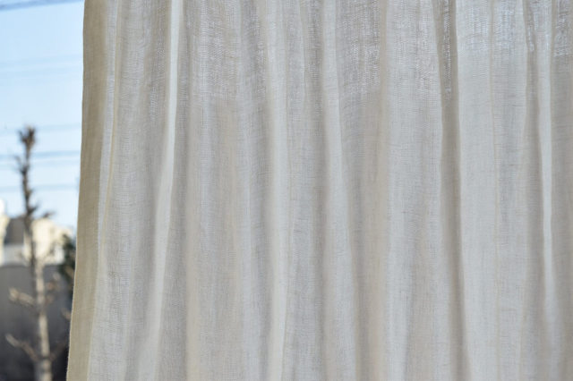 ダブルガーゼ リノナチュラル アイボリー】ノンプリーツ（フラット