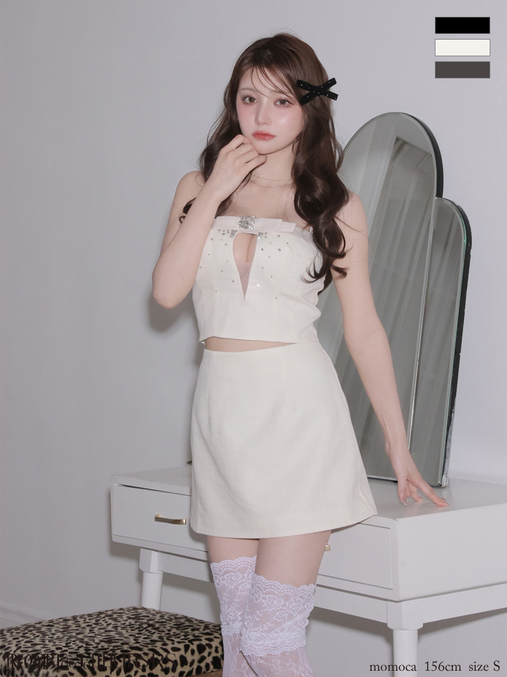 XSサイズあり】ドットオーガンジーパイピングセミフレアミニキャバ