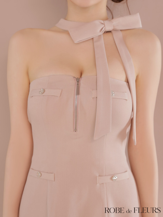 XSサイズあり】2wayネックリボンバストジップミニキャバドレス(fm4111)