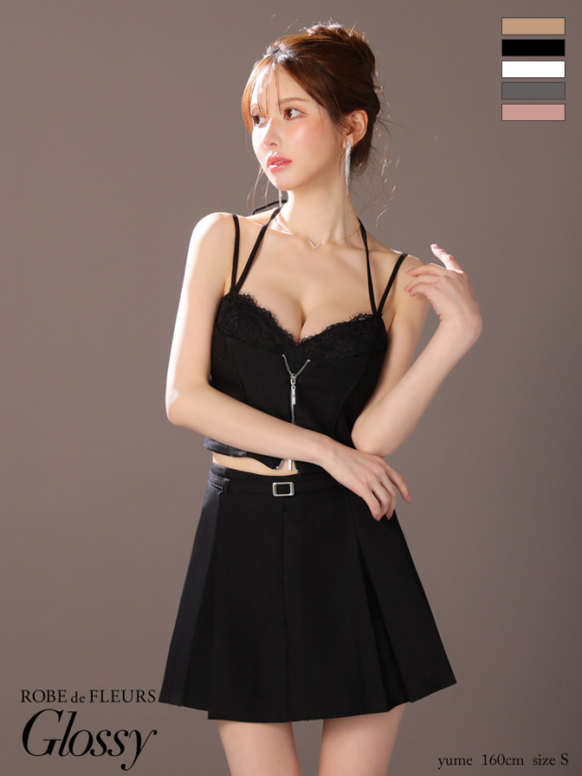 XSサイズあり】フロントレースセットアップフレアミニキャバドレス(GL4120)