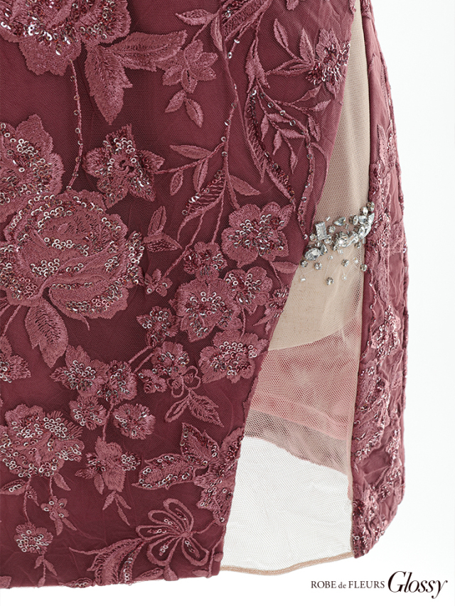 アシンメトリービジューラインレースタイトミニキャバドレス(GL2642)