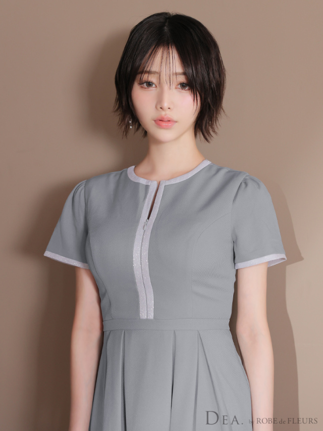 XS～Lサイズあり】クラシカルフロントパイピングフレアミニキャバ