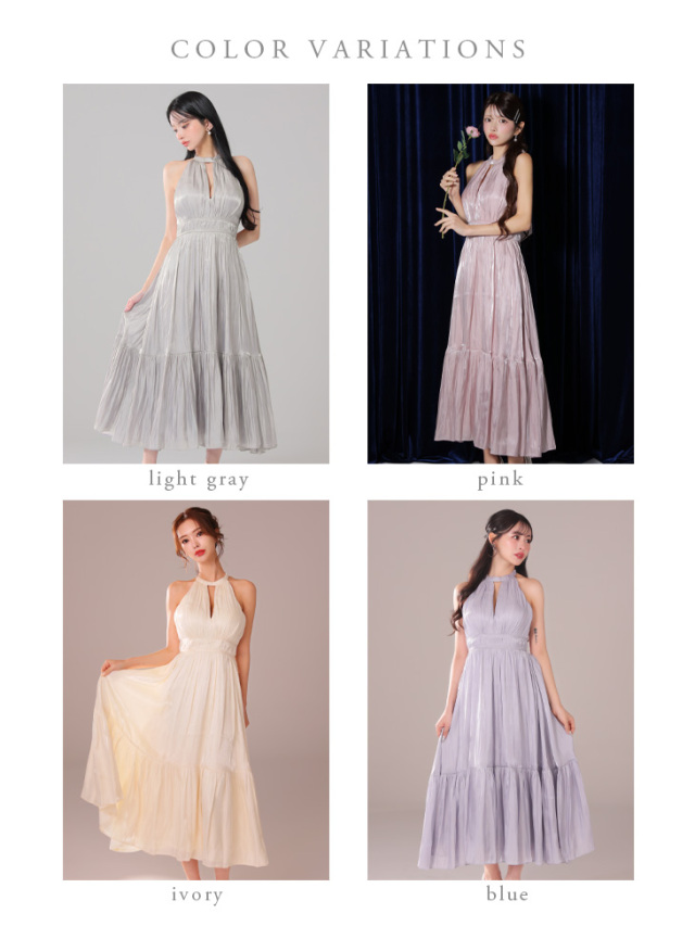 XS～Lサイズあり】2way♥バストカットサテンリボンフレアロング