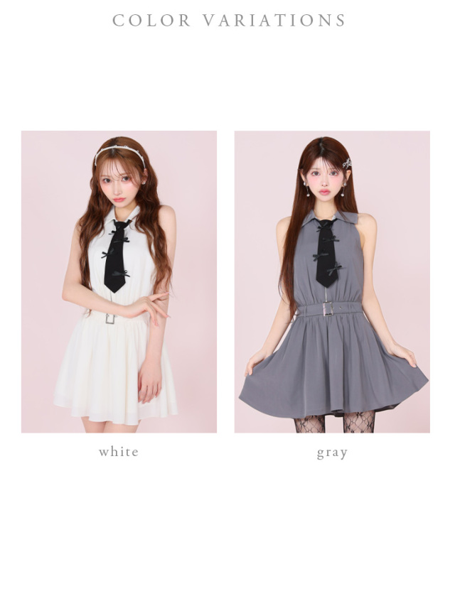 XSサイズあり】リボンネクタイフレアミニキャバドレス(fm3387)