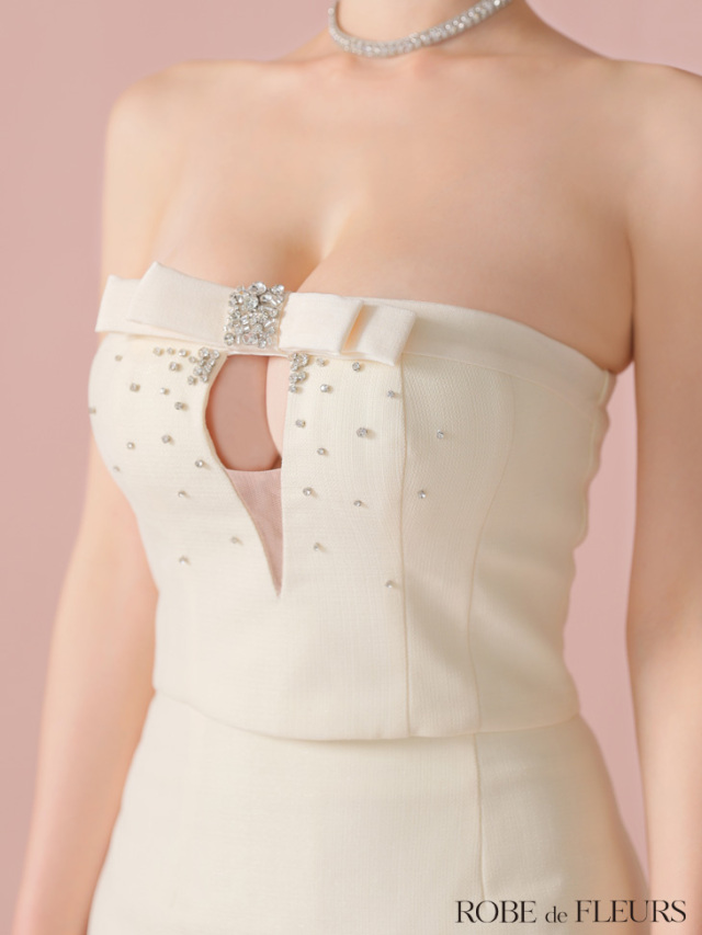 XSサイズあり】ビジューリボンセットアップタイトミニキャバドレス(fm3456)