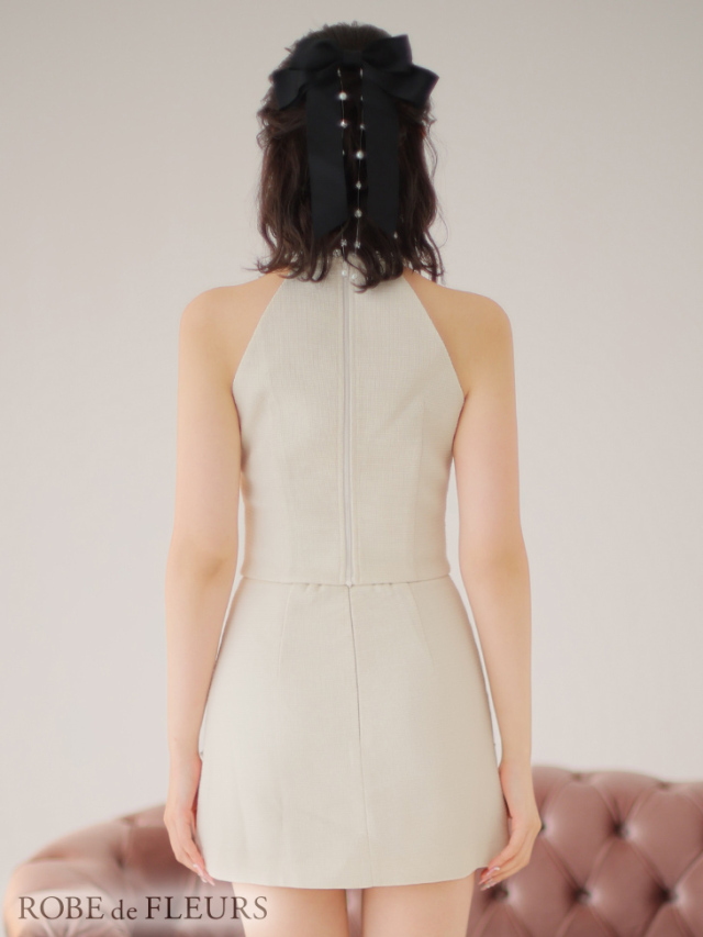 XSサイズあり】ビジューネックリボン×アメスリセットアップキャバ