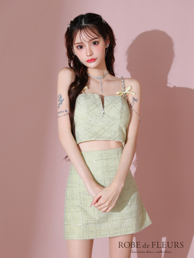 XSサイズあり】スパンコールレースセットアップキャミキャバドレス(fm3415)