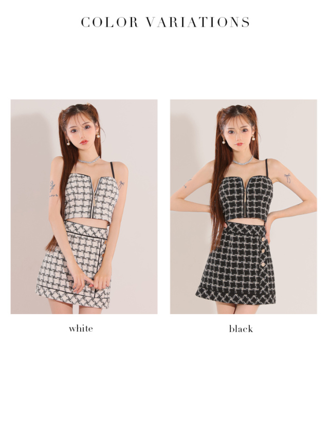 XSサイズあり】チェックツイードパイピングデザインセットアップミニ