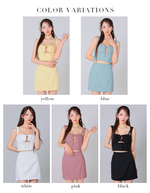 XSサイズあり】バストリボンストレッチワッフルセットアップミニキャバ