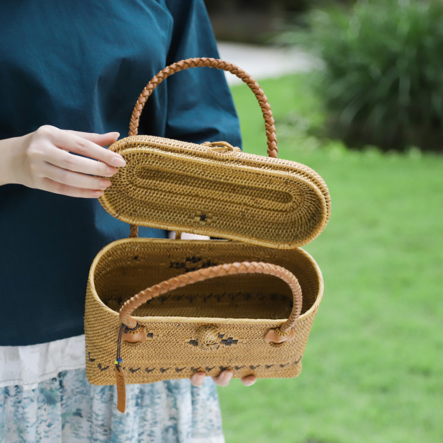 家型楕円バッグ Mサイズ (NAB605) Rosily(ロージリー) バリ島 アタかご