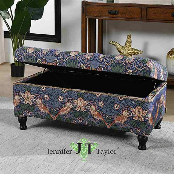 オットマン 収納付き 収納ベンチ いちご泥棒柄 モリス ベンチスツール