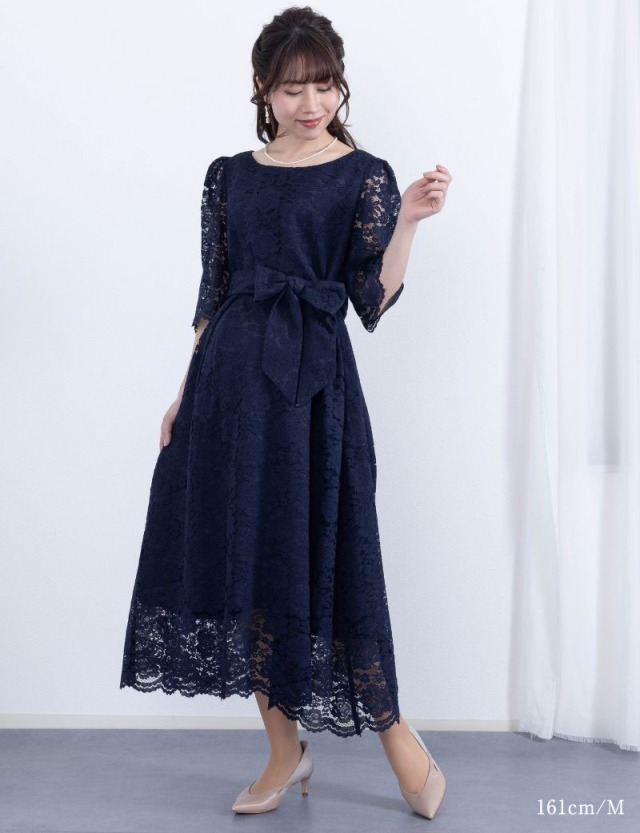 総レースクラシックワンピース マタニティ 授乳服 産後も使える【ご