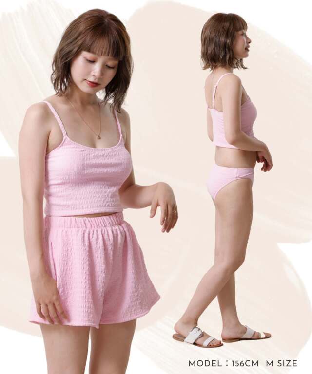 ラッシュガードつき リップル 水着 4点セット | マタニティウェア