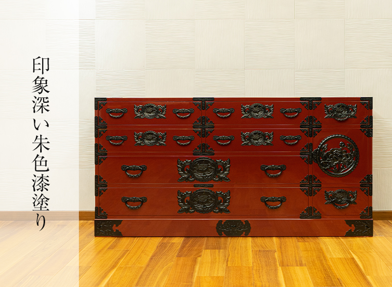 五尺横長箪笥75 KB-12D/KR-12D/KEB-12D 木地呂漆塗り/赤木肌木地呂塗り