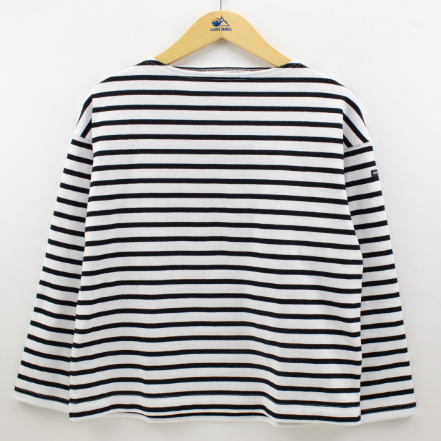 長袖ドロップショルダー［白/黒］：セントジェームス