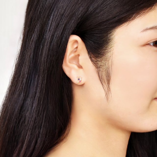 ピアス K10イエローゴールド サファイア スイスブルートパーズ ルビー