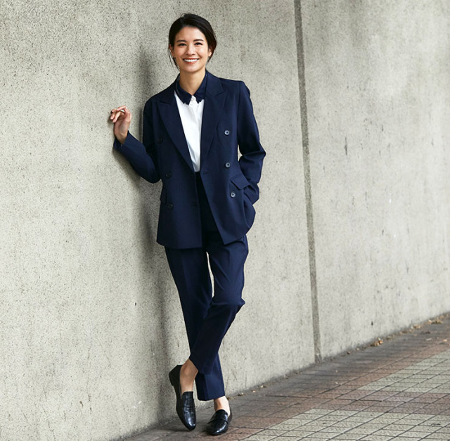 ダブルテーラードジャケット＆テーパードパンツスーツセット 【品番