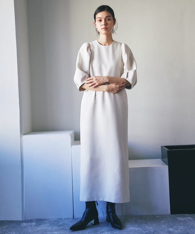 バルーンスリーブロングワンピース 【品番:so1-206】 SMILE ORCHID