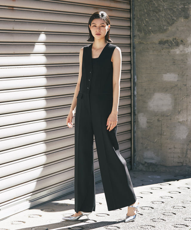 ノースリーブVネックオールインワンパンツつなぎ 【品番: so1-214】